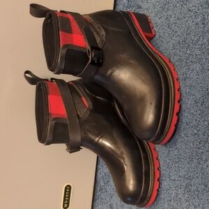 Black and Red Rain Boots